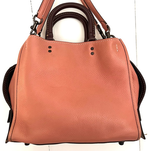 Coach Rogue 30 Melon Pink Coral Glovetanned Pebbled Leather Large Tote Bag - Picture 3 of 10